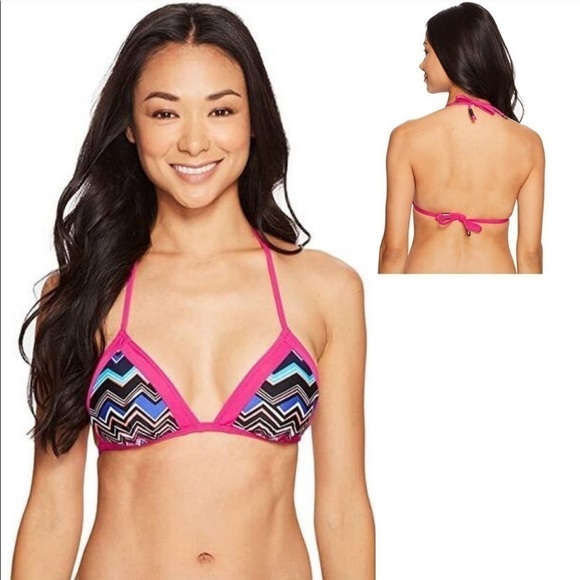 🆕 Lole reversible triangle bikini top chevron purple pink - Picture 1 of 11